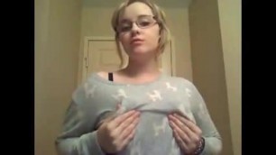 Big tits girl alone in hotel room