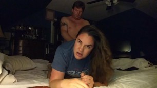 Wife wakes up husband to be fucked and creampied