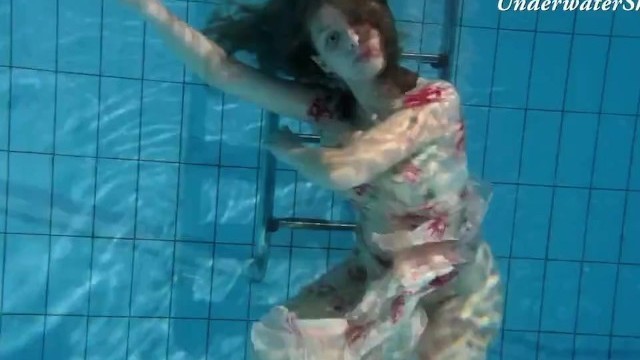 Russian Girl Edwiga Swims Nude in the Pool in Russia